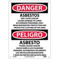 National Marker Co Bilingual Plastic Sign - Danger Asbestos Cancer And Lung Disease Hazard ESD95RB